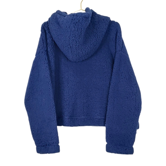 Zella Women’s Cassie Navy Blue Faux Shearling Sherpa Hoodie Size Large - Picture 3 of 14